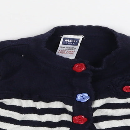 M&Co Baby Blue Striped  Cardigan Jumper Size 3-6 Months