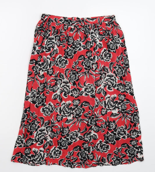 New Look Womens Red Floral  Straight & Pencil Skirt Size 8