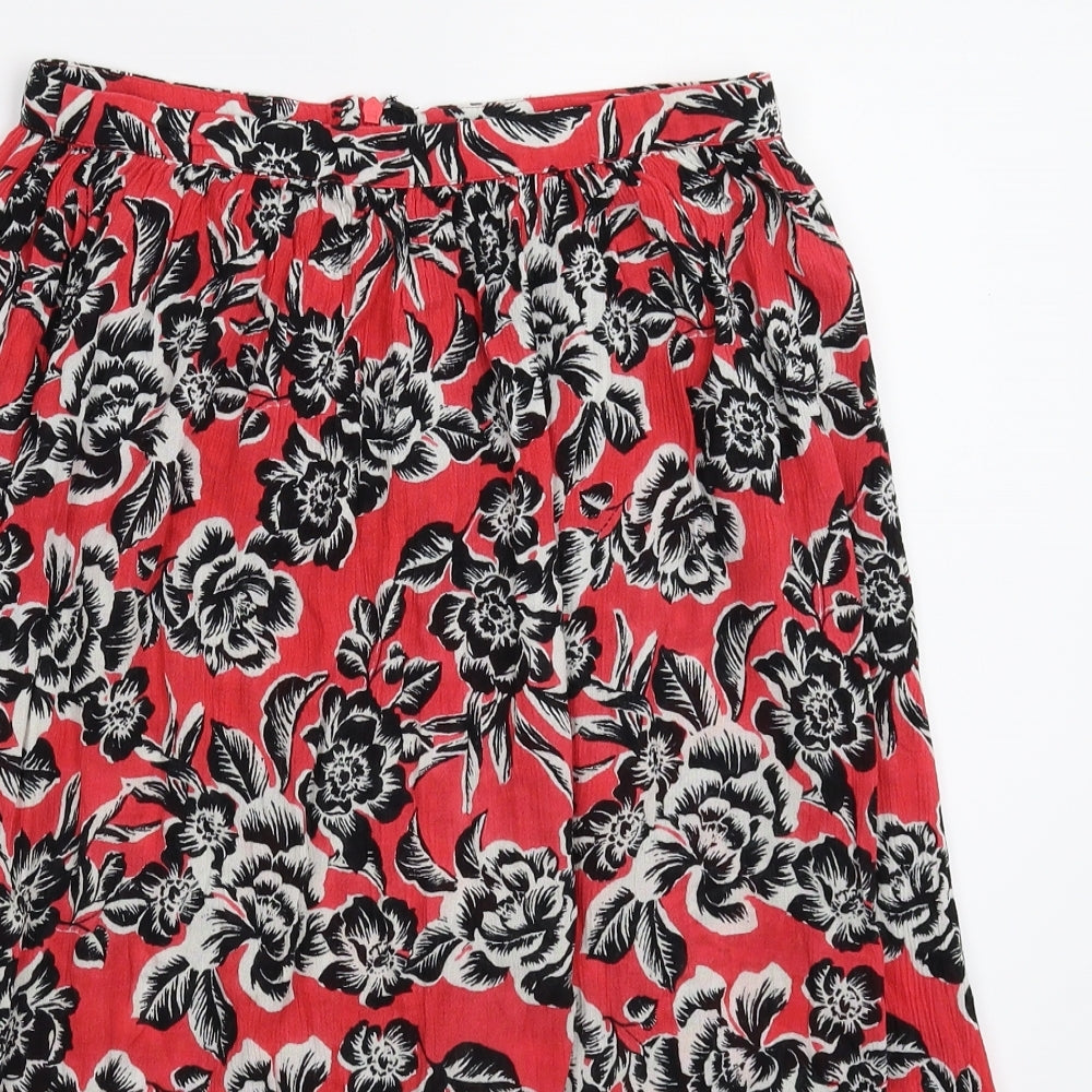 New Look Womens Red Floral  Straight & Pencil Skirt Size 8