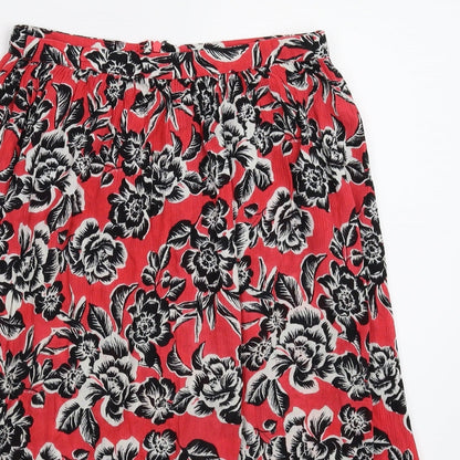 New Look Womens Red Floral  Straight & Pencil Skirt Size 8