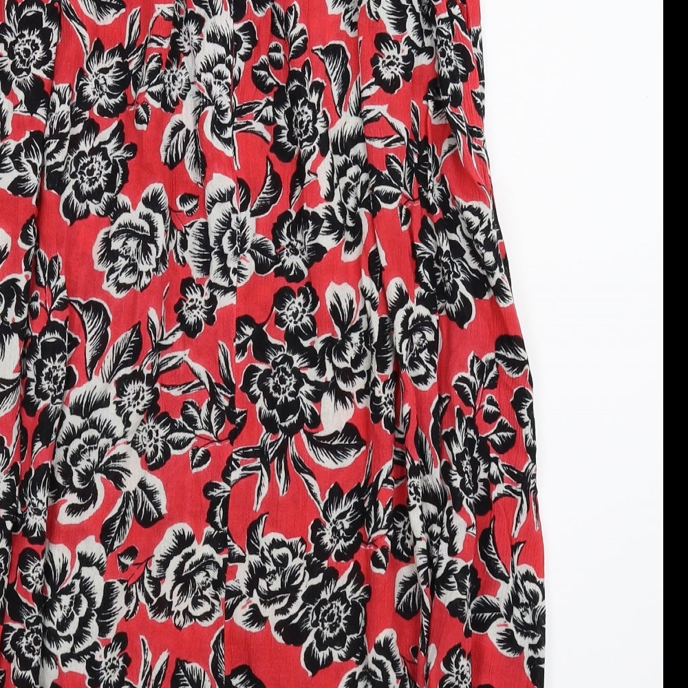 New Look Womens Red Floral  Straight & Pencil Skirt Size 8