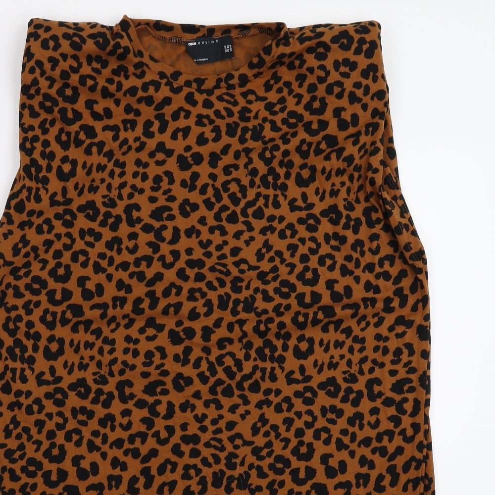 ASOS Womens Brown Animal Print  Tank Dress  Size 8