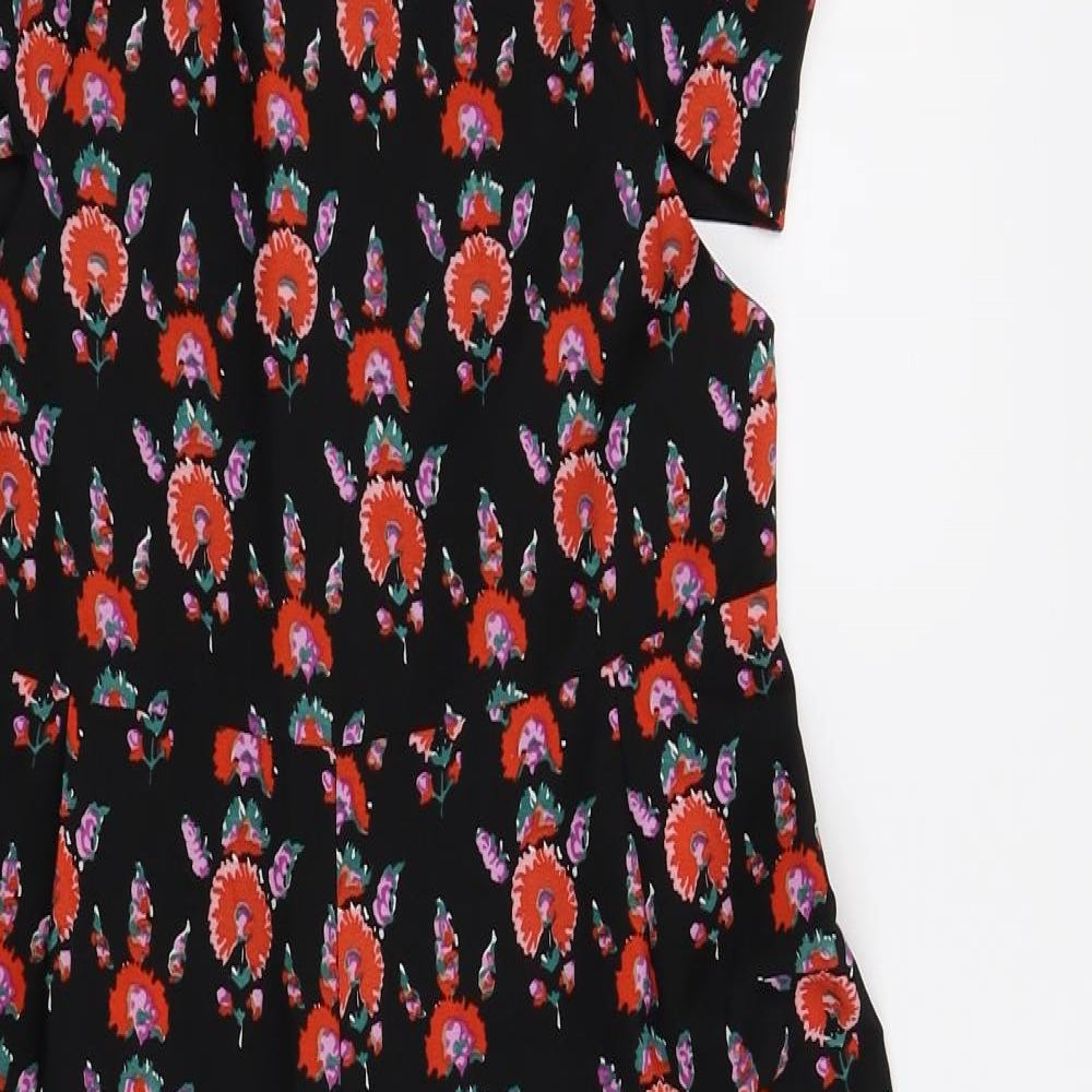 Boohoo Womens Black Floral  Jumpsuit One-Piece Size 8 L20 in