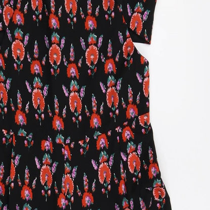 Boohoo Womens Black Floral  Jumpsuit One-Piece Size 8 L20 in