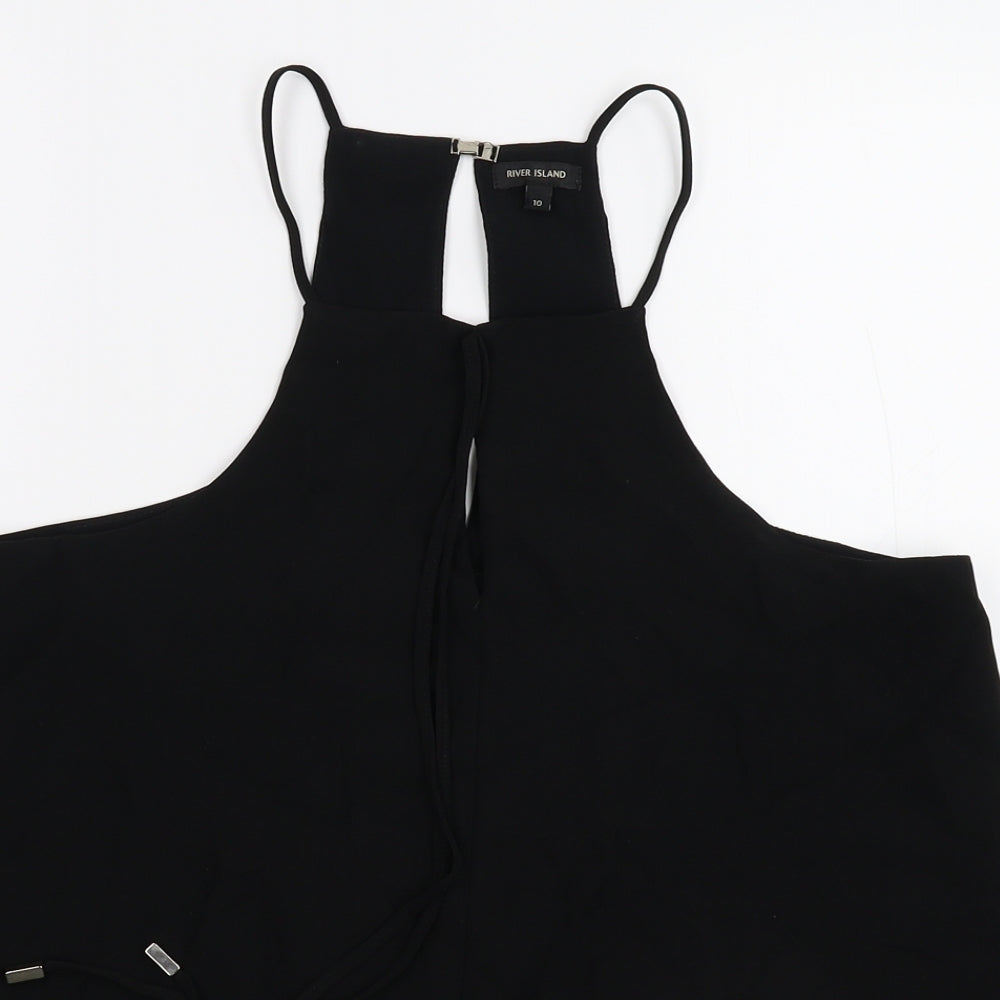 Womens UK Size 10 River Island Black Basic Tank