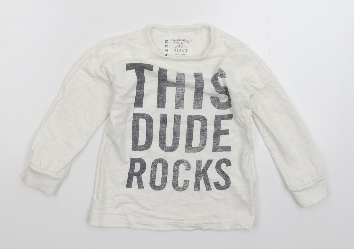 Next Boys White   Pullover Sweatshirt Size 2-3 Years
