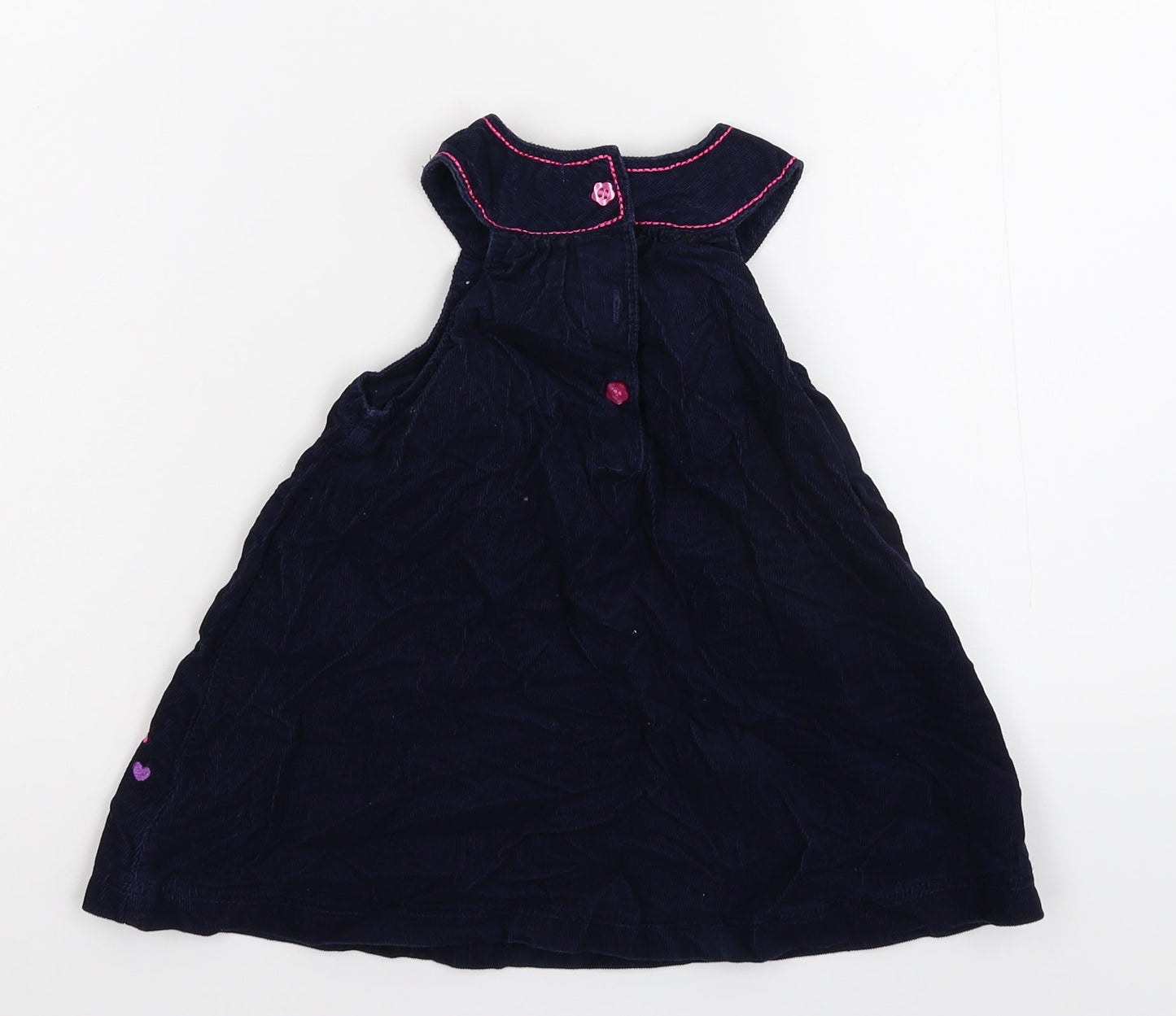 Cheeky monkey Girls Blue Floral Corduroy Fit & Flare  Size 12-18 Months