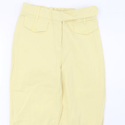 Womens UK Size 32 Preworn Regular Fit Cropped Yellow Jeans