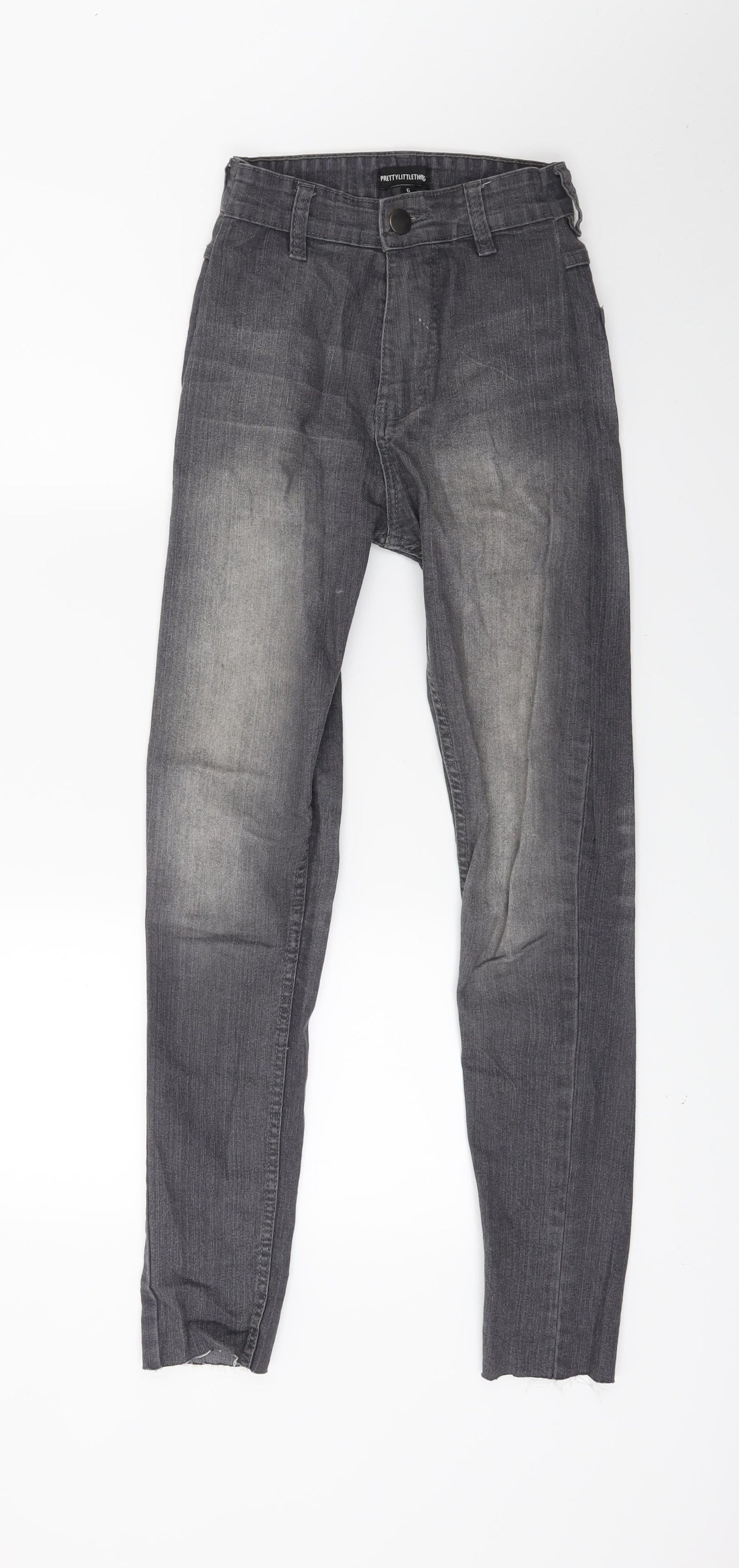PRETTYLITTLETHING Womens Grey  Denim Skinny Jeans Size 6 L25 in