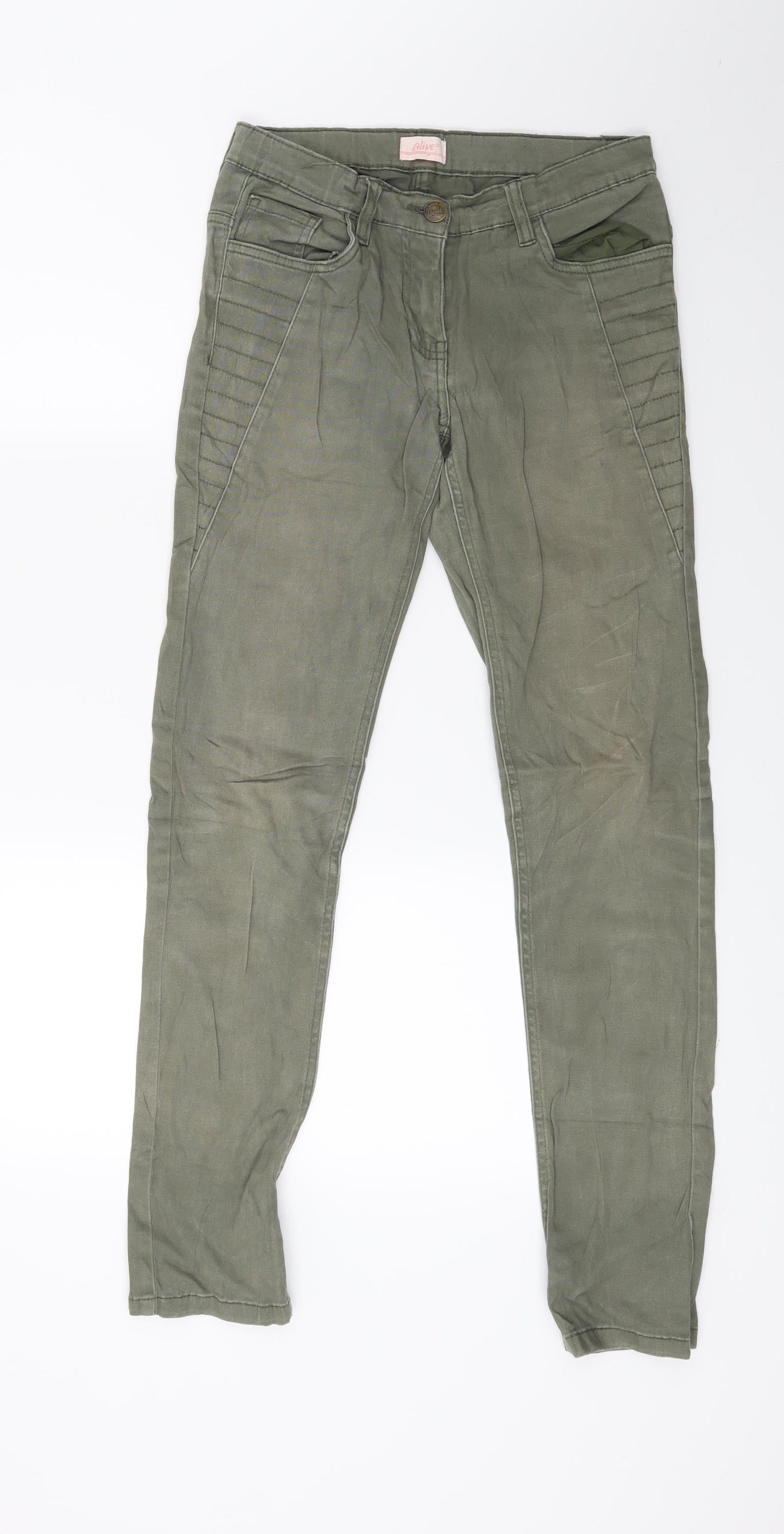 Alive Girls Green  Denim Skinny Jeans Size 14 Years