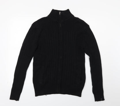 Ceader wood state Mens Black  Knit Full Zip Jumper Size M