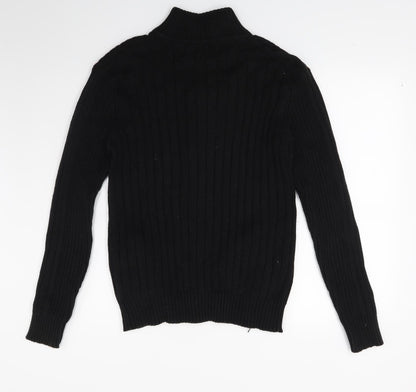 Ceader wood state Mens Black  Knit Full Zip Jumper Size M