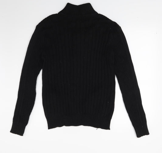 Ceader wood state Mens Black  Knit Full Zip Jumper Size M