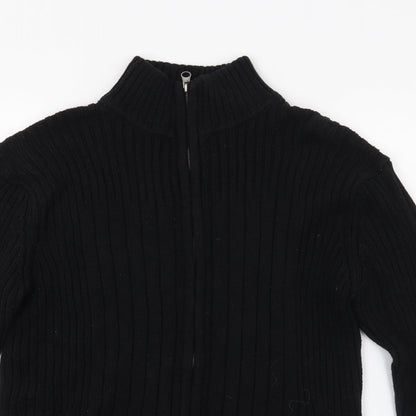 Ceader wood state Mens Black  Knit Full Zip Jumper Size M