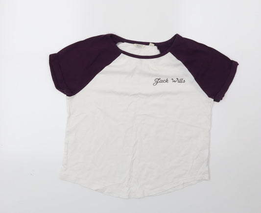 Jack Wills Womens White  Jersey Basic T-Shirt Size 8