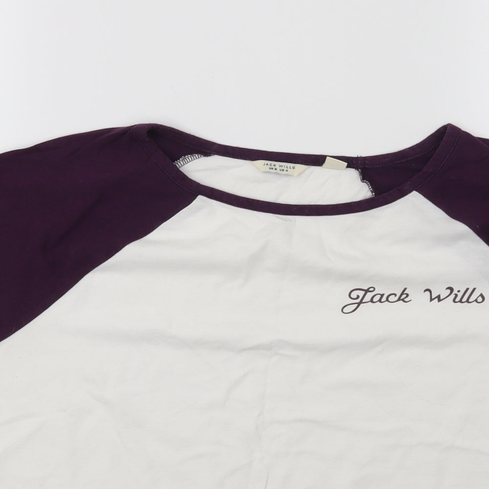 Jack Wills Womens White  Jersey Basic T-Shirt Size 8
