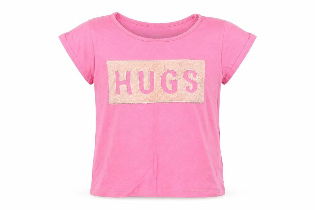 Pep&Co Girls Pink   Basic T-Shirt Size 5-6 Years  - Hugs