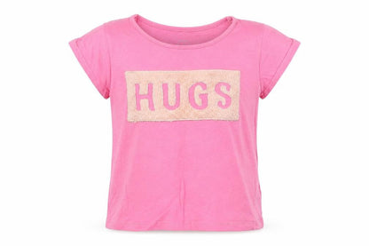 Pep&Co Girls Pink   Basic T-Shirt Size 5-6 Years  - Hugs