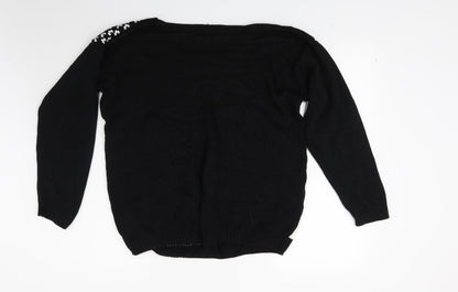 Moda Womens Black  Knit Pullover Jumper Size M  - Christmas Jumper