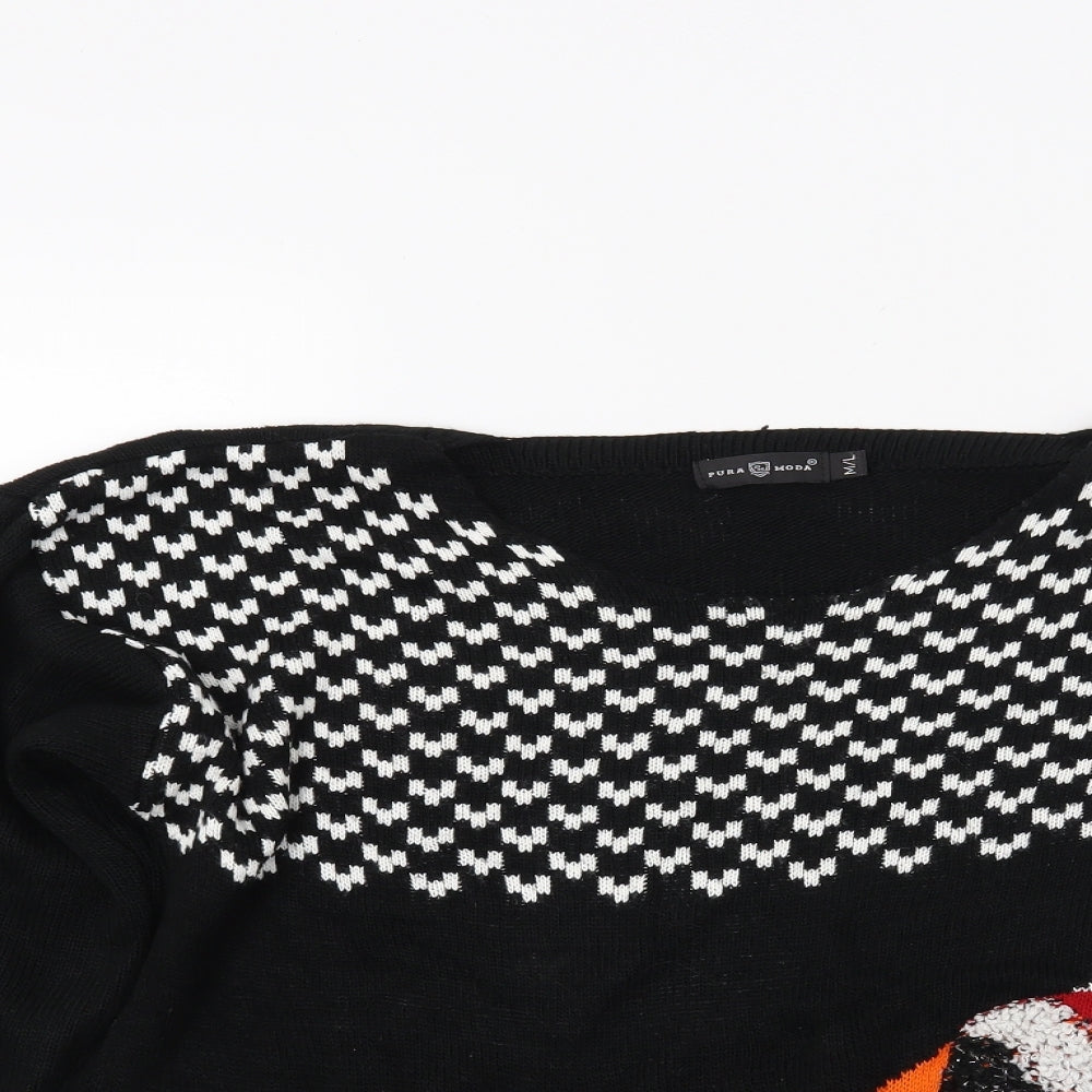 Moda Womens Black  Knit Pullover Jumper Size M  - Christmas Jumper
