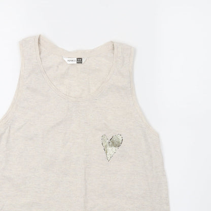Womens UK Size 10 Pep&co Beige Basic Tank