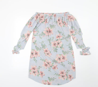 New Look Womens Blue Floral  A-Line  Size 8