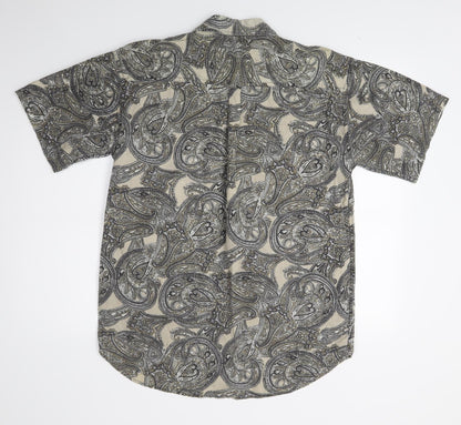 Mens UK Size S Dezikey Brown  Button-Up Short Sleeve Casual Shirt