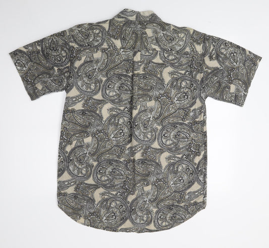 Mens UK Size S Dezikey Brown  Button-Up Short Sleeve Casual Shirt