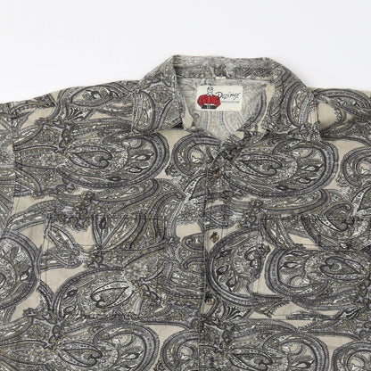 Mens UK Size S Dezikey Brown  Button-Up Short Sleeve Casual Shirt