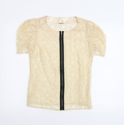 Womens UK Size M Preworn Beige Basic Blouse