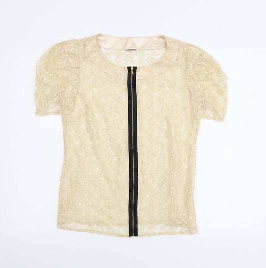 Womens UK Size M Preworn Beige Basic Blouse