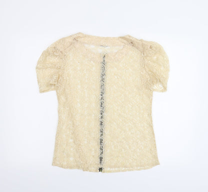 Womens UK Size M Preworn Beige Basic Blouse