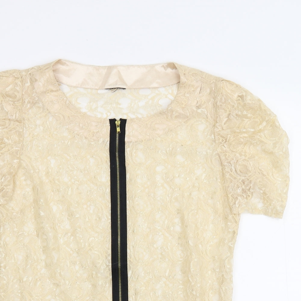 Womens UK Size M Preworn Beige Basic Blouse