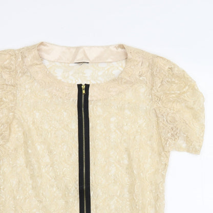 Womens UK Size M Preworn Beige Basic Blouse