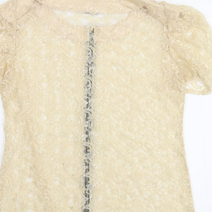 Womens UK Size M Preworn Beige Basic Blouse
