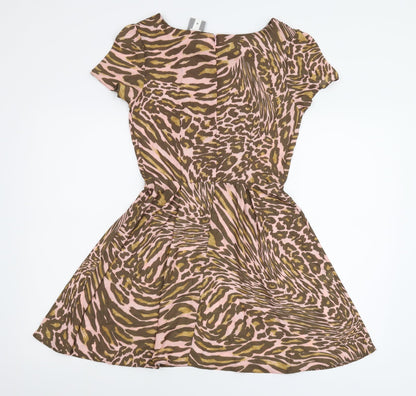 Love Womens Multicoloured Animal Print  Skater Dress  Size S