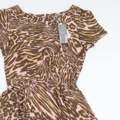 Love Womens Multicoloured Animal Print  Skater Dress  Size S