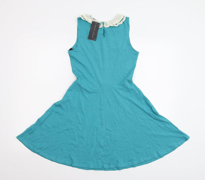 New Look Womens Blue  Jersey Skater Dress  Size 8