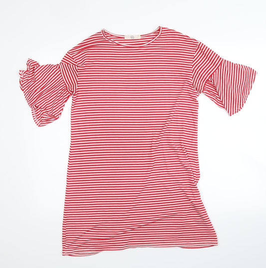 Missguided Womens Red Striped  A-Line  Size 8
