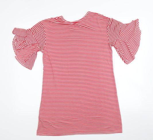 Missguided Womens Red Striped  A-Line  Size 8