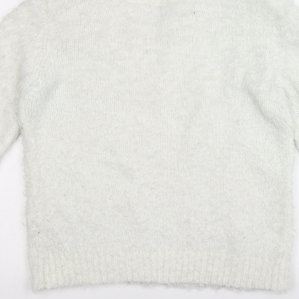 Dorothy Perkins Womens White   Pullover Jumper Size 8  - beads on shoulders