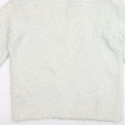 Dorothy Perkins Womens White   Pullover Jumper Size 8  - beads on shoulders