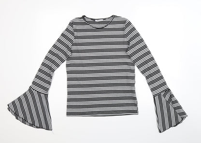 Zara Trafaluc Womens Black Striped  Pullover Jumper Size S