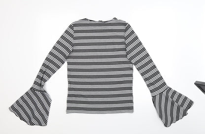 Zara Trafaluc Womens Black Striped  Pullover Jumper Size S