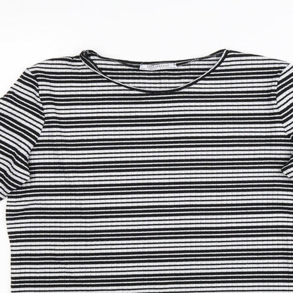 Zara Trafaluc Womens Black Striped  Pullover Jumper Size S