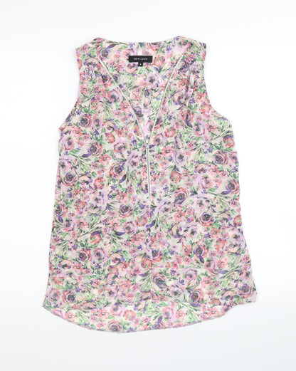 New Look Womens Purple Floral  A-Line  Size 8
