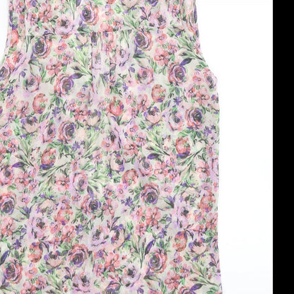 New Look Womens Purple Floral  A-Line  Size 8