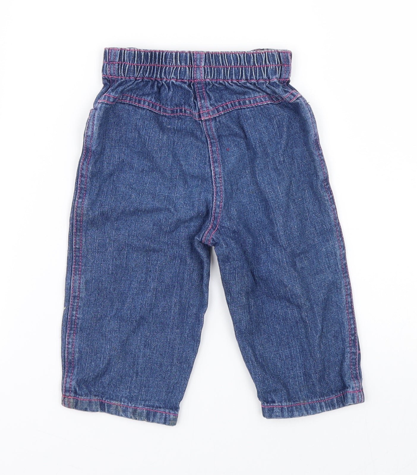 no brand Girls Blue Floral Denim  Jeans Size 6-9 Months