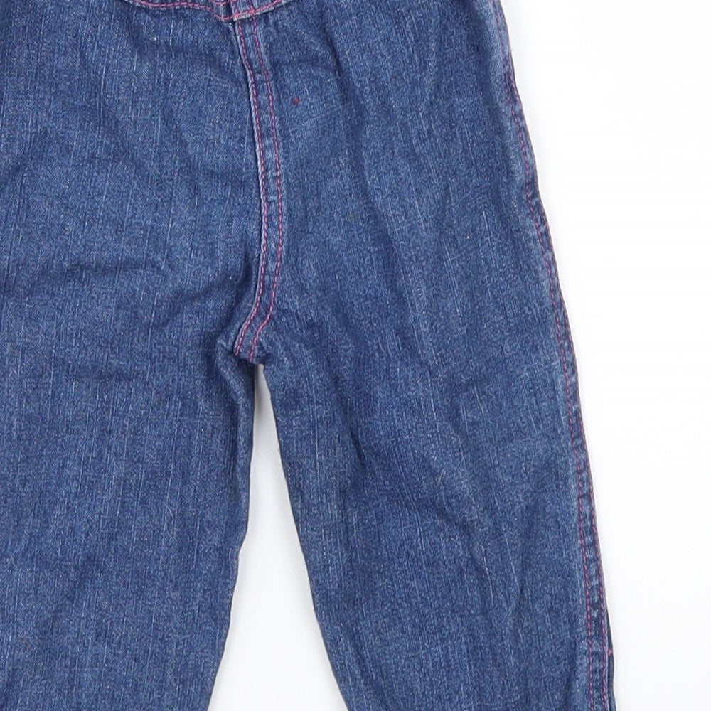 no brand Girls Blue Floral Denim  Jeans Size 6-9 Months