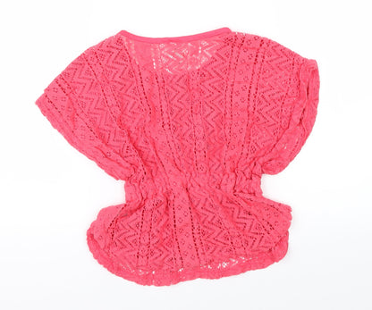 H&T Girls Pink Fair Isle Knit Basic Blouse Size 3 Years
